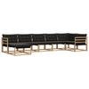 Outdoor Sofa Set with Cushions 7 Pcs White and Black