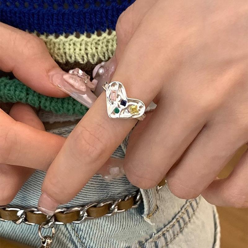 Stylish Adjustable Heart Shaped Ring For Women Featuring Unique Design And Fashionable Elements