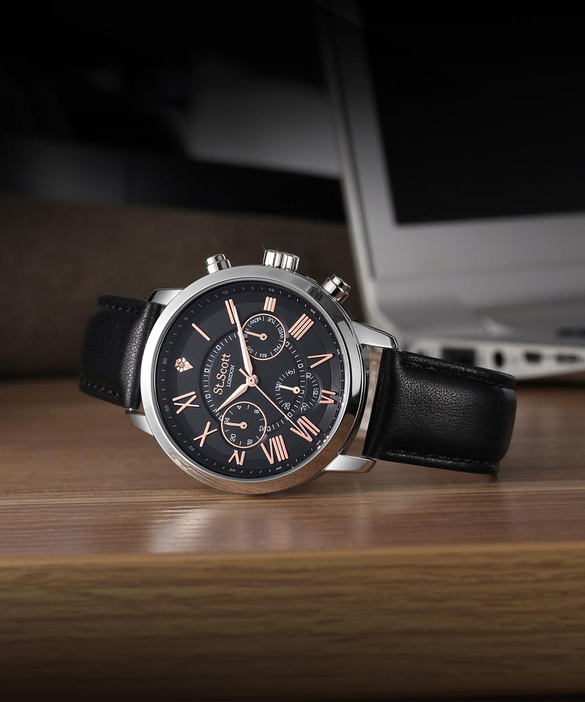Seinteuseukoteuleondeon Bennett Multi-Diamond Metal Watch - Black Rose + 1 Leather Band / St7506M-Sbr