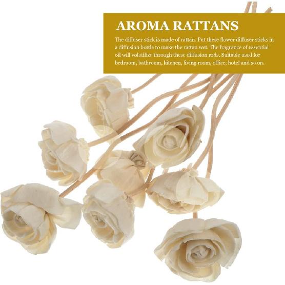 Angoily 10PCS Rattan Diffuser Sticks for Oil Aroma Diffuser Replacement, Flower Reed Diffuser Sticks (White 2)