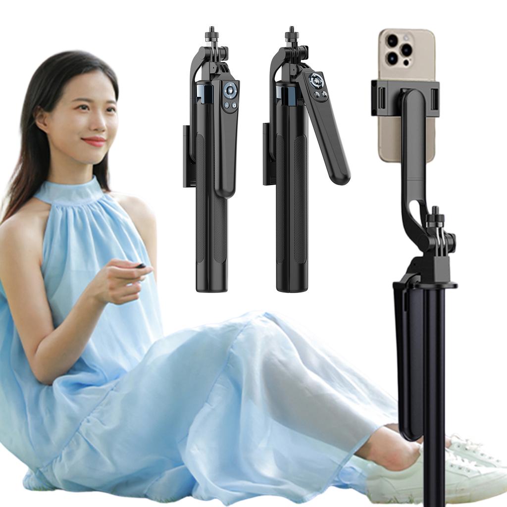 Selfie Stick Wireless Tripod Stand with Light Bluetooth Remote Extendable Tripod Aluminum Selfie Stick Phone Tripod for Vlogging