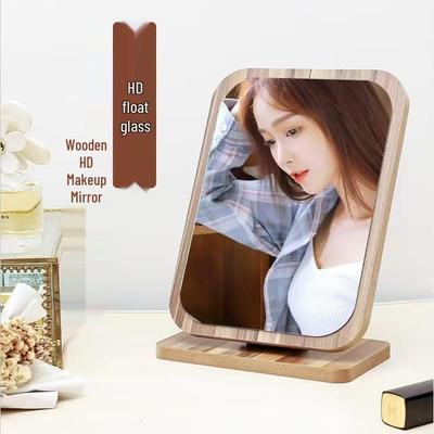 Retro Wooden Folding Desktop Makeup Mirror