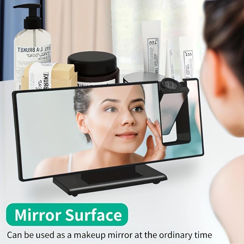 180° Adjustable LED Projection Alarm Clock with Snooze 12/24H Temperature Display and Mirror Design USB Powered for Bedroom Home