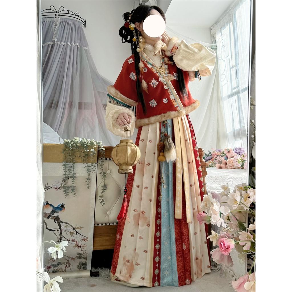 Hanfu in stile dinastia Tang cinese Fornisce alle donne Completi Invernali Spessi per l'Uso Quotidiano