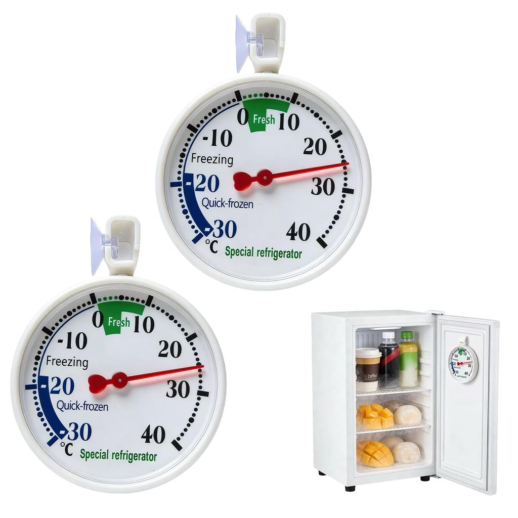 Refrigerator Thermometer, Set of 2, for Refrigerators and Freezers, Analog Temperature Control -30℃-40℃, Food Freshness Preservation, Easy
