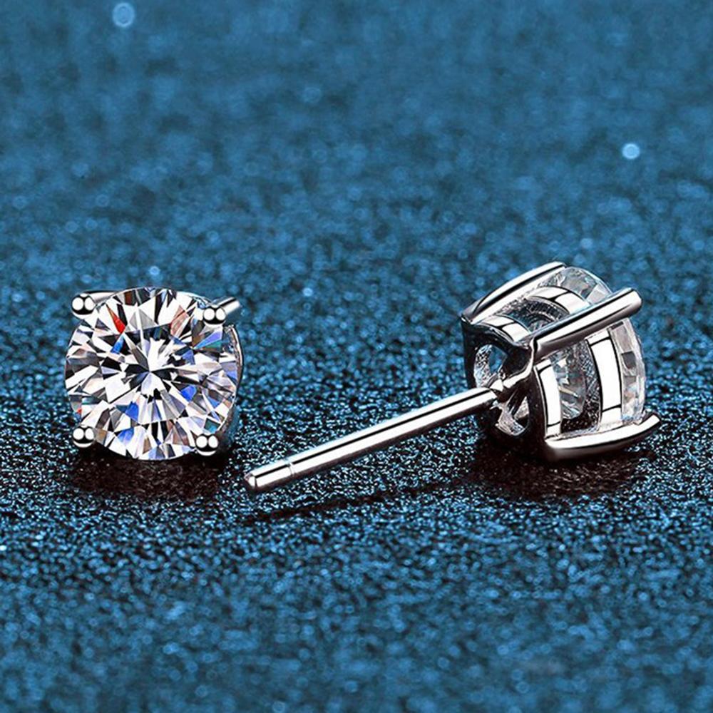 Cbtb Classic Silver 925 Gold Silver Four Claw Stud Earrings for Women Weddings Birthdays Moissanite Jewelry Luxury Gift