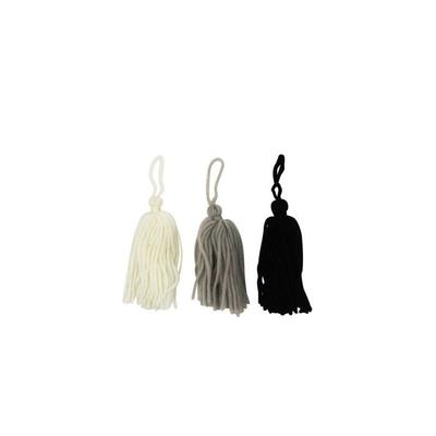 MegaCréa DIY - Wool Tassel Pompon Black White Grey Camaieu 8cm 3 Pieces