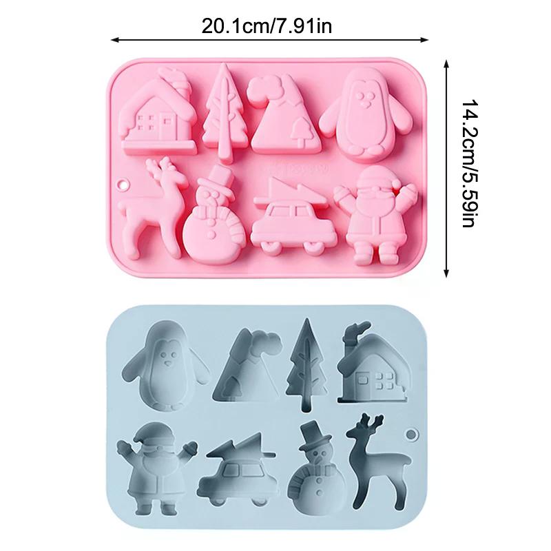 Christmas Silicone Baking Mold, Holiday Silicone Mold Soap Candy Mold For Chocolate Jello Snowman Santa Baking Mold