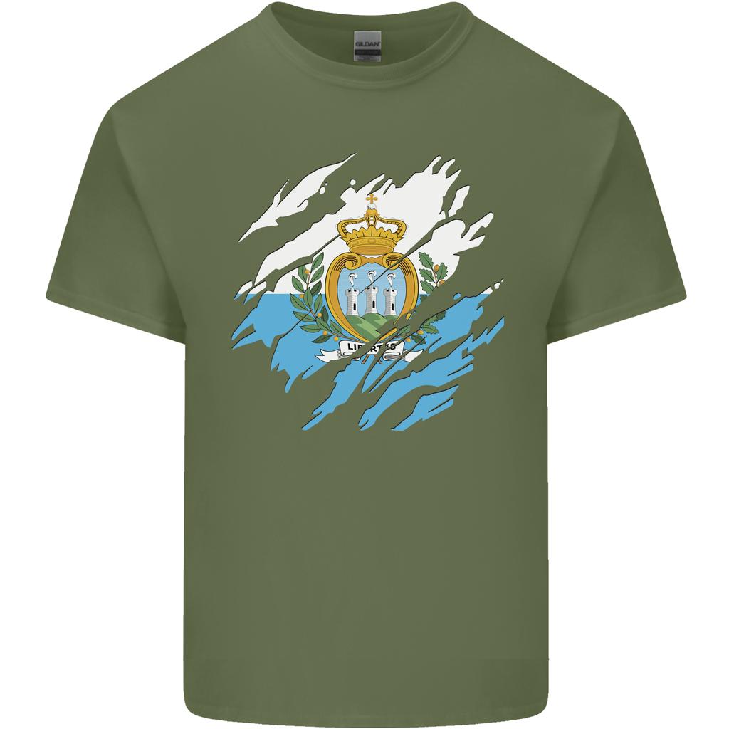 Torn San Marino Flag Sammarinese Day Football Unisexs Light Cotton TShirt