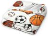 Sports Ball Pattern Throw Blanket Basketball Football Soccer Baseball Design for Kids Room Decor Gift for Him BoyGift