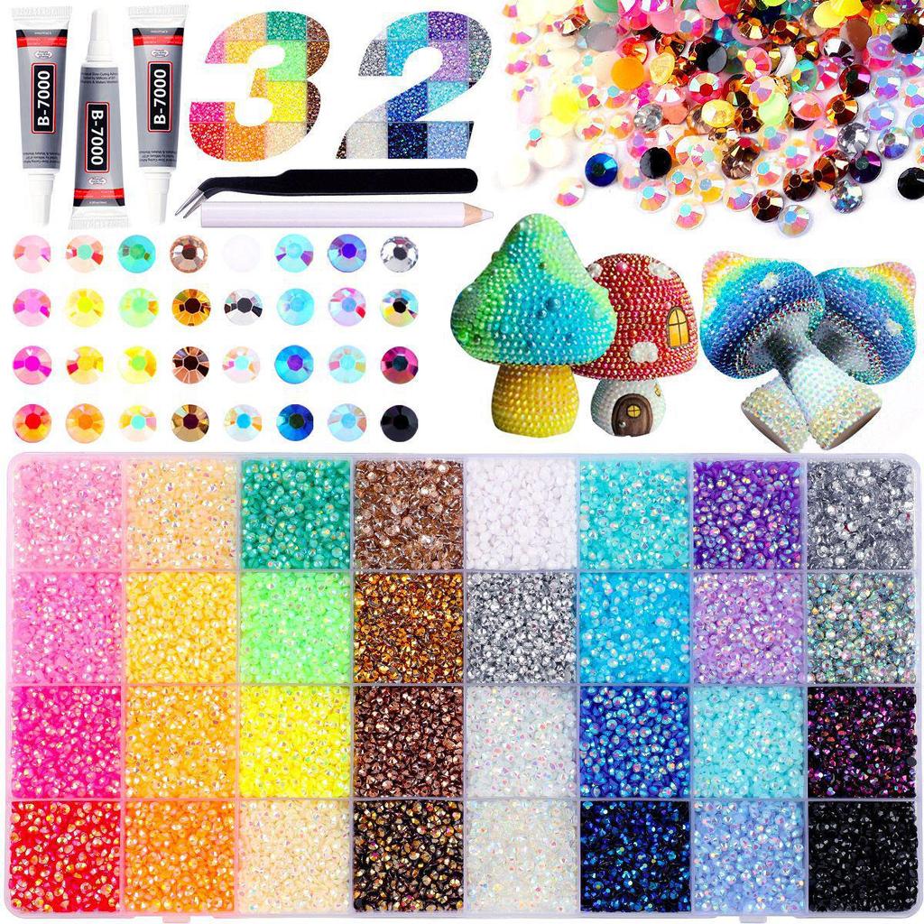 40-komorowe Rhinestones z Żywicy w Kolorach AB, Mieszane 3mm do Zdobienia Paznokci, Etui na Telefon i Ubrań DIY