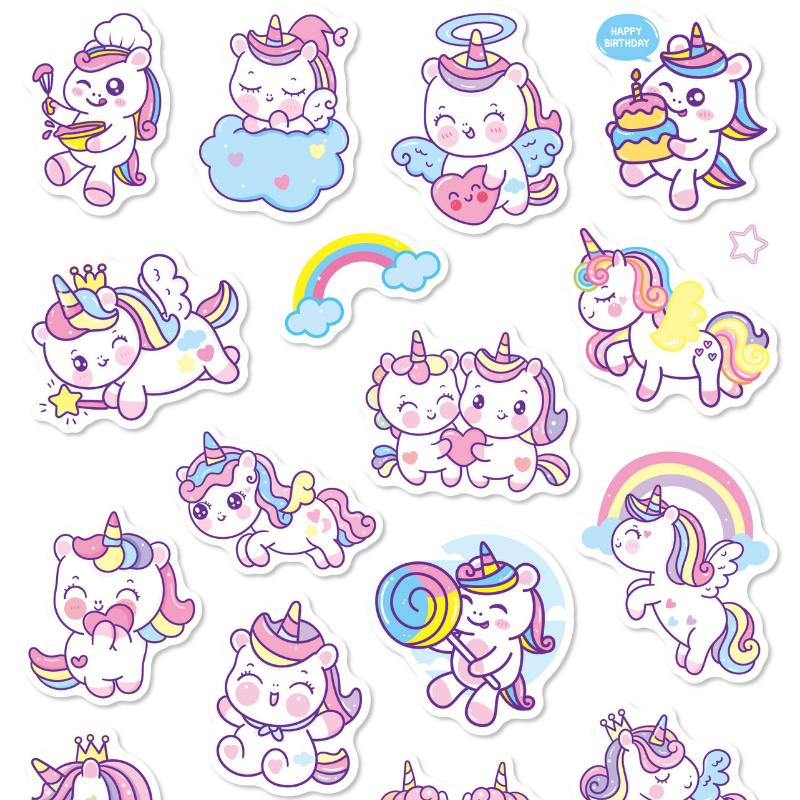5 Sets of Stickers for Boys and Girls, Children's Water Cups, Window Stickers, DIY Cute Animals, Unicorns and Dinosaurs