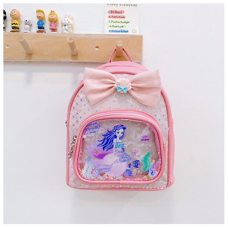 

School BagsChildren s bag girl outdoor leisure bow cute backpack small class baby snacks small розовый
