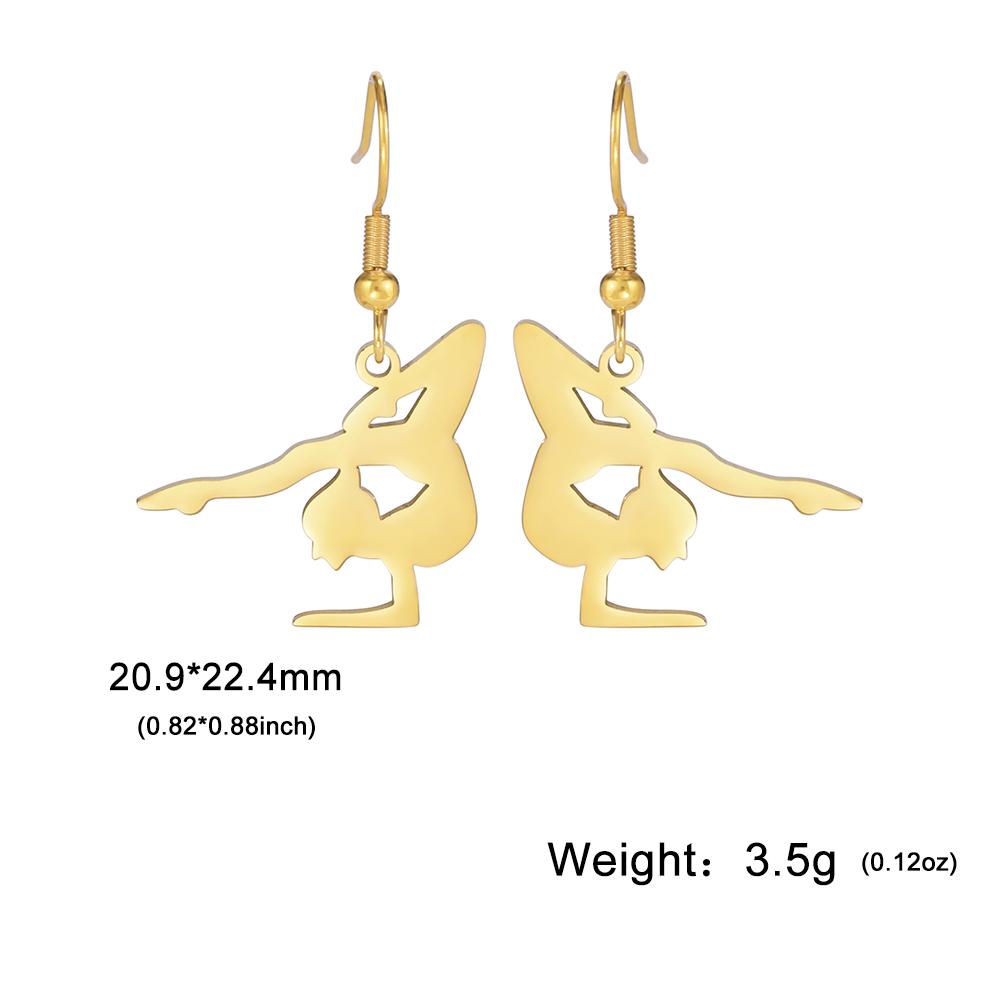 Cazador Stainless Steel Gymnast Yoga Drop Earrings Gold Color Jewelry Earrings for Women 2026 Trending Birthday Mother Day Gift