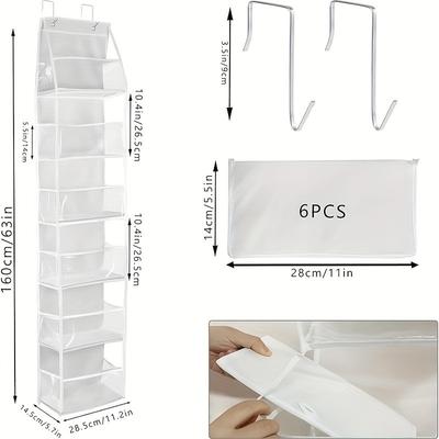 Door-Mounted Yarn Storage Organizer Designed for Knitting And Crochet, Featuring 6 Transparent Plastic Bags And 2 Large Hooks