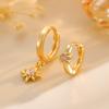 Elegant Asymmetrical Eight-Pointed Star Earrings, French Light Luxury Style, Simple Gold Ear Cuffs for Women