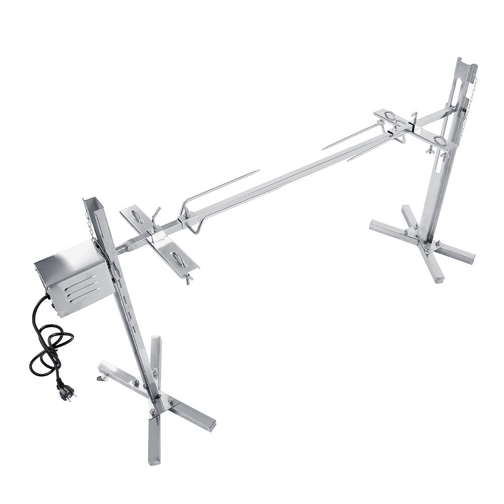 Grill Rotisserie Kit, Stainless Steel Portable Grill BBQ Spit Rod Motor with Balance Kit for Picnic Camping Fires