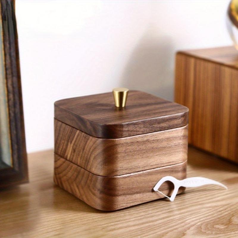Multi-layer Black Walnut Storage Box Multi-layer Solid Wood Toothpick New Chinese Desktop Home Storage Box with Cover