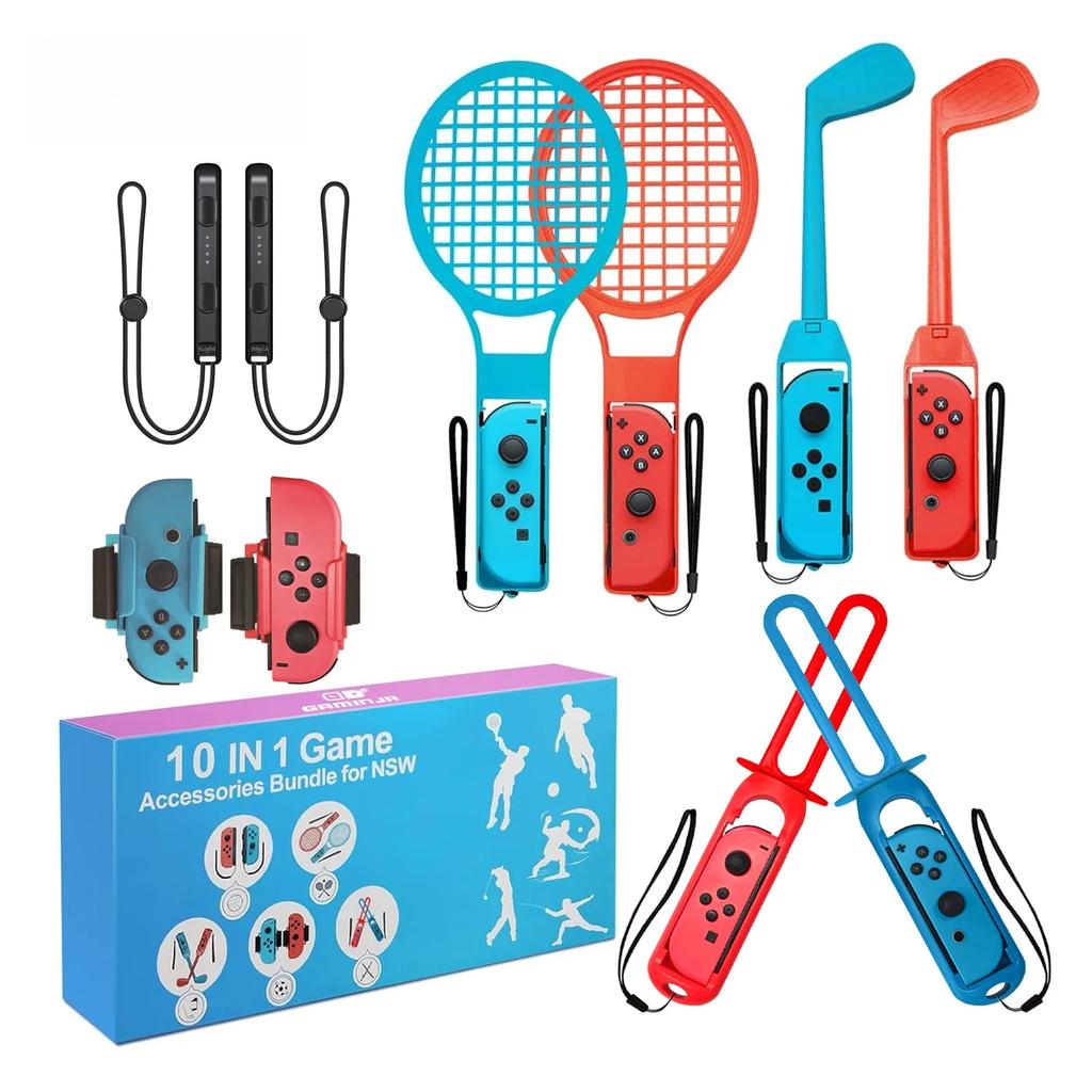10 In 1 Switch Sports Accessories Bundle for Nintendo Switch Oled Game Sports Accessories Kit with Golf Clubs Golf Clubs