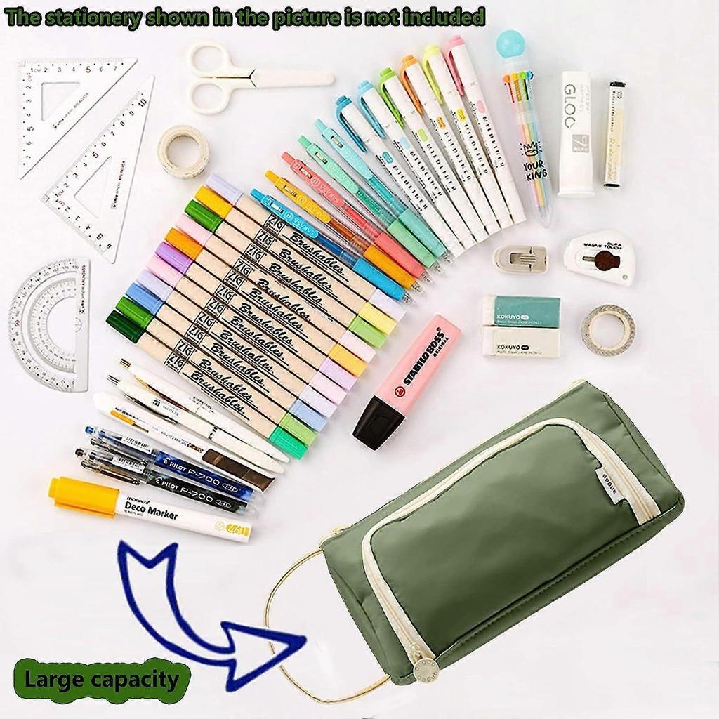 Large Capacity Pencil Case Pencil Pouch Handheld Pen Bag Cosmetic Portable Bag for Office School Teen Girl Boy (Green)