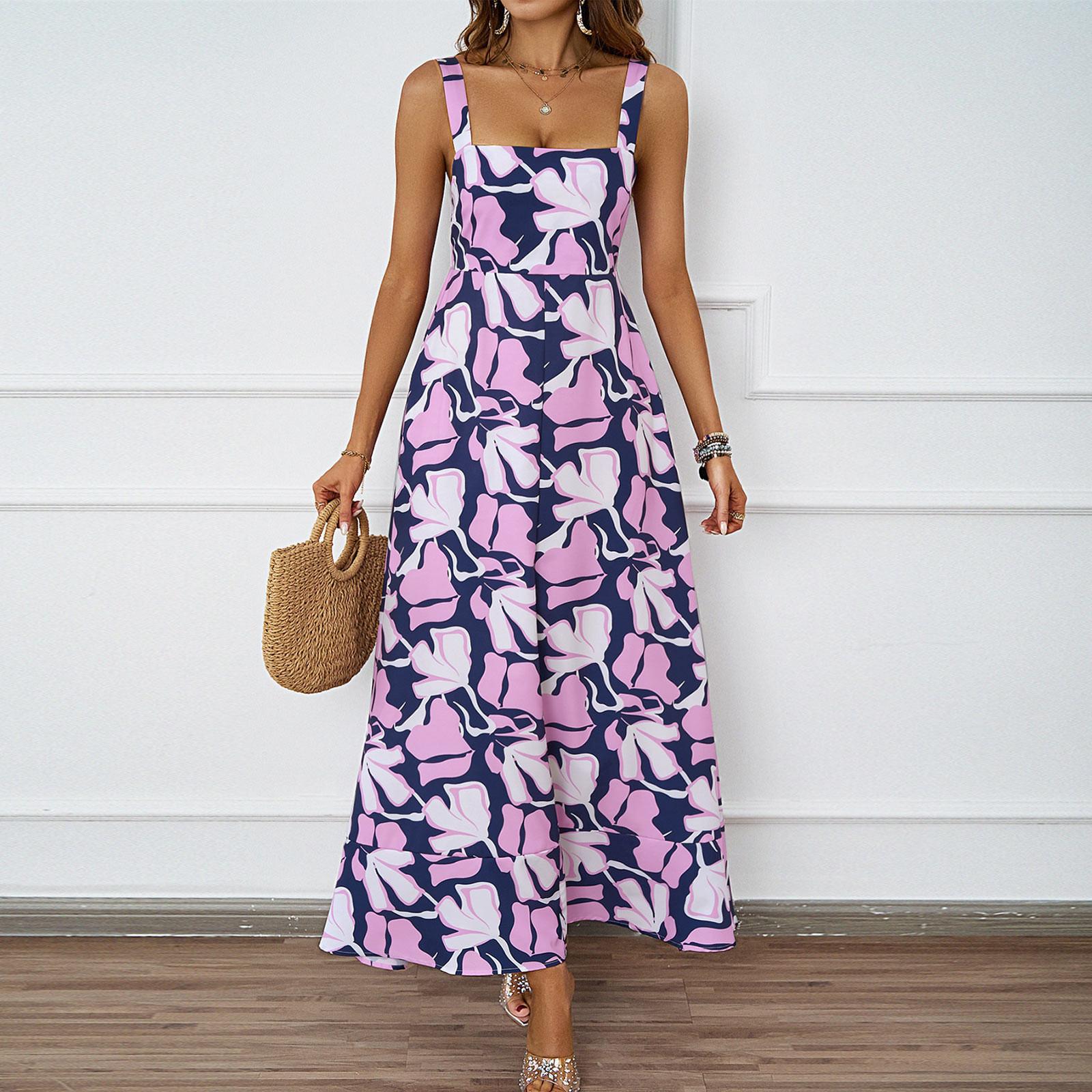 

Женское модное сексуальное однотонное платье на бретельках без рукавов, женское платье, длинное платье XL фиолетовый