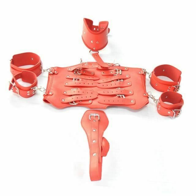 Leather  Corset Restraints Clothes Kink Fetish Collar Cuffs Body Harness