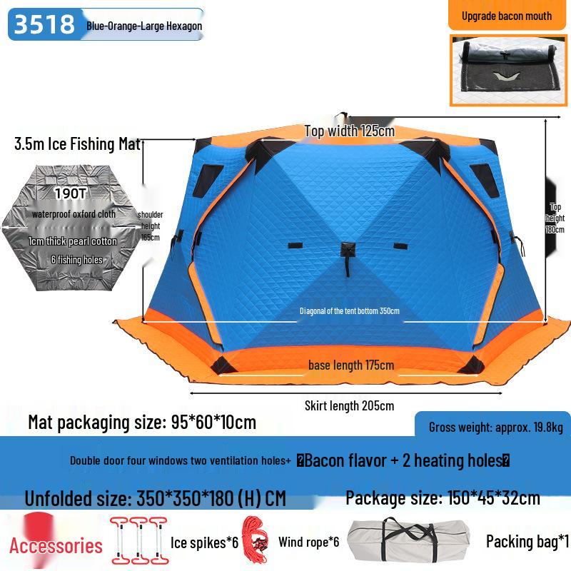 Winter Fishing Tent: Thickened, Cold-Proof, Windproof, Cotton Insulated for Outdoor Camping.
