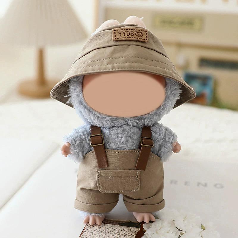 

Suitable for the first and second generation labubu baby clothes, fisherman hats, overalls and other clothes хаки