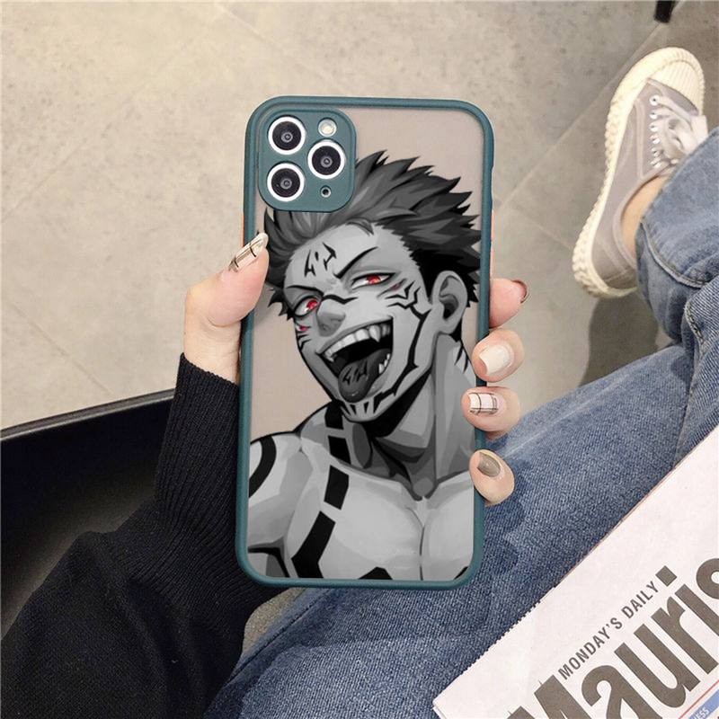 Couple Kawayi Jujutsu Kaisen Anime Phone Case for iPhone X XR XS 7 8 Plus 11 12 13 Pro MAX 13mini Translucent Matte Case
