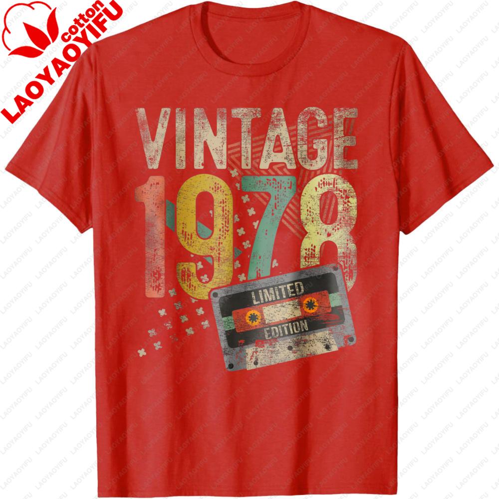 Vintage 1978 Tape 48th Birthday Gift Men Women 48 Year Old TShirt Man Cotton T Shirts Family Gathering Oversized T Shirt
