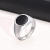 Stilvolle 13mm Siegelringe für Männer, Wasserdichter Edelstahl-Fingerring mit Schwarzer Emaille, Männlicher Rock Punk Ring Schmuck