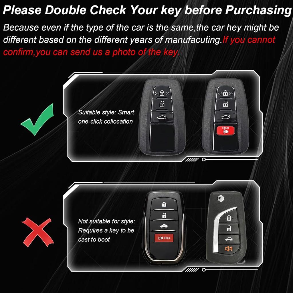 Metal Key Fob Cover Compatible With 2018- Toyota RAV4 Camry Corolla Avalon C-HR Prius GT86 Highlander Full Protection Key Case Shell 4 Keys Vacuum
