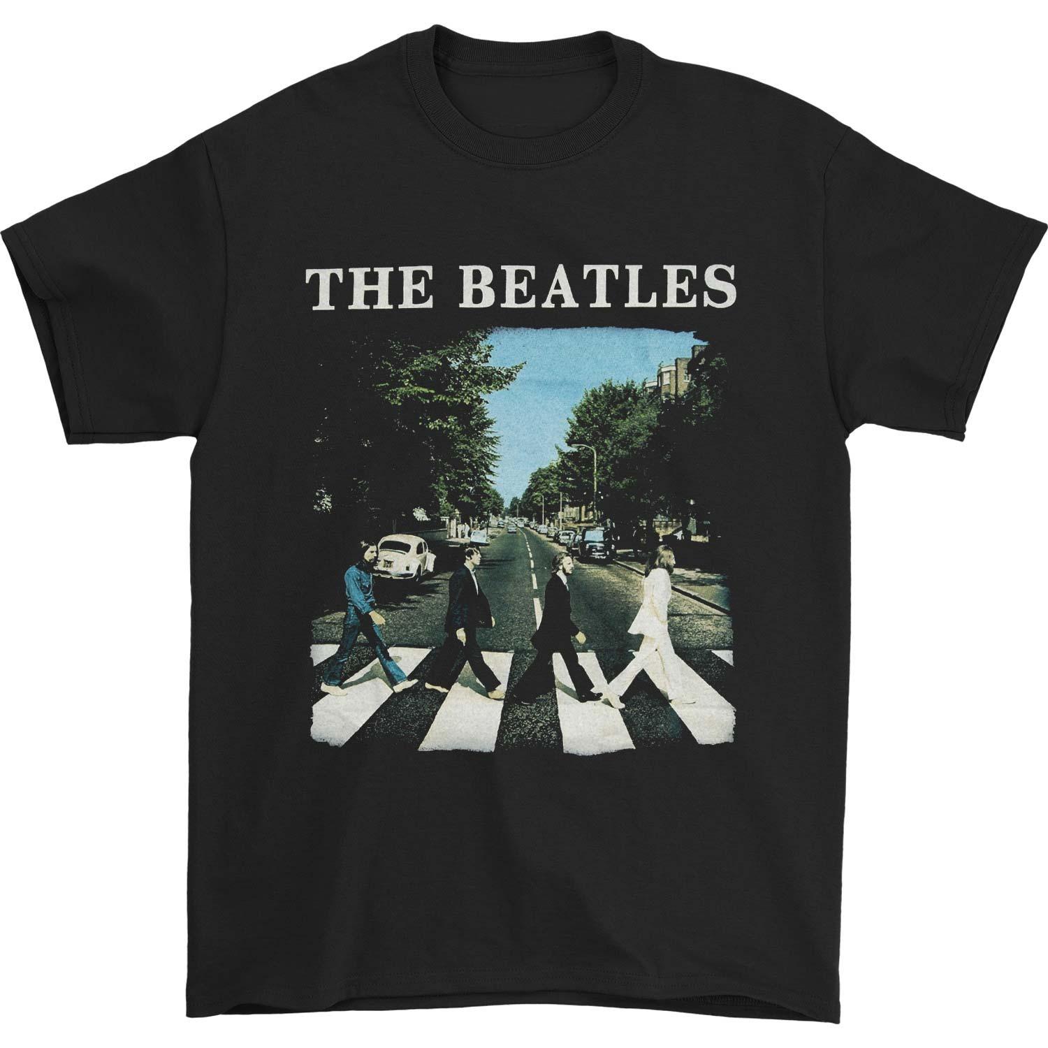 

Beatles Abbey Road&Logo Rock Band Graphic Print Summer, Autumn, Winter Men s and Women s Short Sleeved T-shirt Casual Loose 4XL