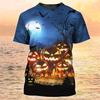 Happy Halloween Pumpkin T-shirt 3D Printed Colorful Round Neck T-shirt Men's Children's Short Sleeve Top Oversized Street T-shirt