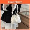 Chic Street Style Women's Bucket Bag 2024 New Trendy Pu Leather Handbag