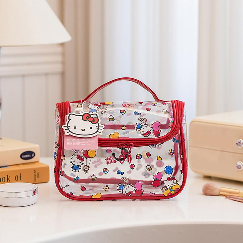 

Hellokitty Cosmetic Bag High Value Large Capacity Transparent Portable Hook Wash Storage Bag Travel Toiletries Storage Bag
