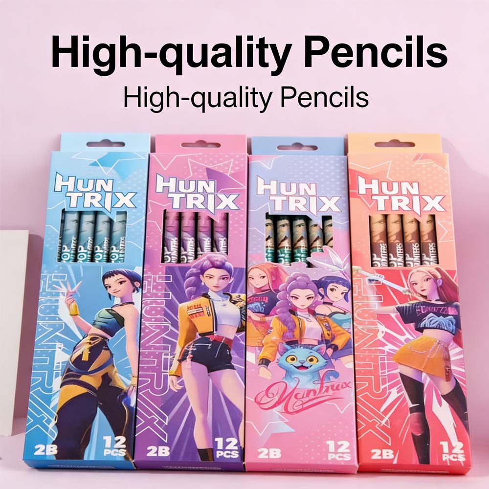 Pencils Wood Sketch Pencils Set CartoonTheme Hunters Smooth Writing for School Office Drawing Sketching