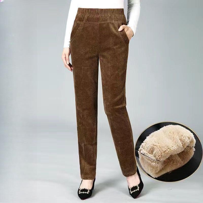 Cordhosen, Damen, Herbst- und Winter-Neuer Stil, Verdickt mit Samt, Hochtailliert, Schlankmachend, Locker, Gerade geschnittene Hosen mit gestreiftem Samt