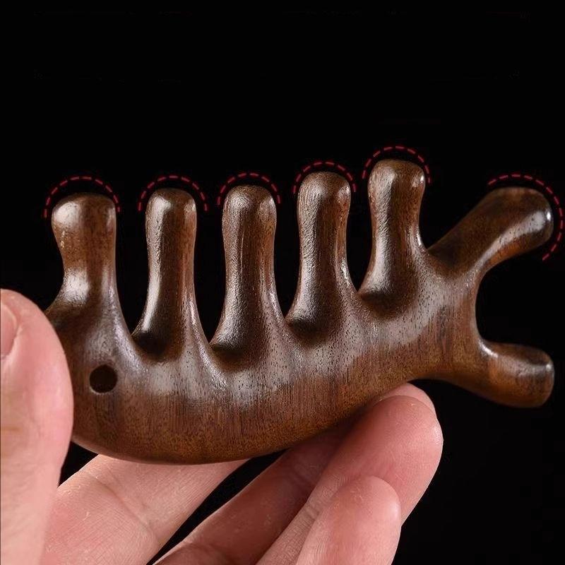 Gua Sha Tool for Face & Body Christmas Gifts for Women Mon 4 in 1 Sandalwood Comb Jaw Lifting Nose Sculpting Head Massage Comb