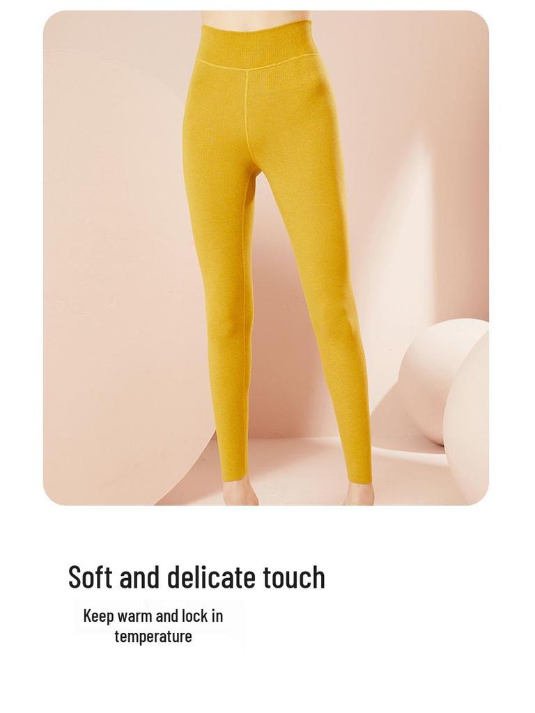 German Velvet High-Waist Slimming Leggings for Women - Warm, Solid Color, Slim Fit, with Hyaluronic Acid for Autumn & Winter