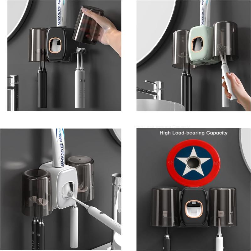 Toothbrush Holders for Bathrooms Toothbrush Holder Wall Mounted Toothpaste Dispenser for Kids Automatic Tooth Brushing Holder Ba