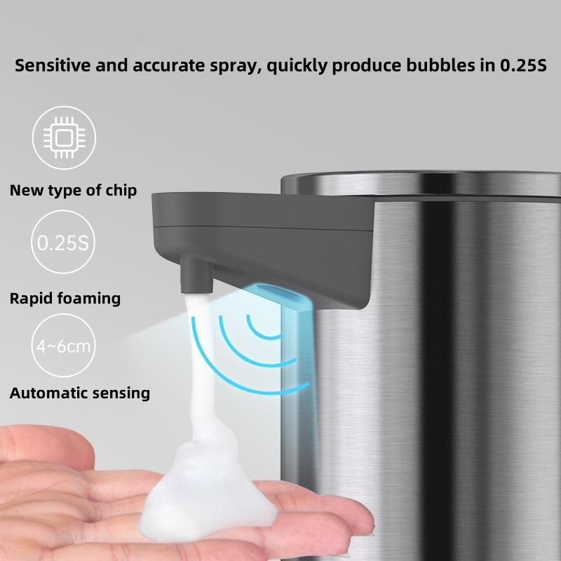 Stainless Steel Intelligent Automatic Sensing Soap Dispenser, Non-contact Household Kitchen Bathroom Wall Mounted Soap Dispenser