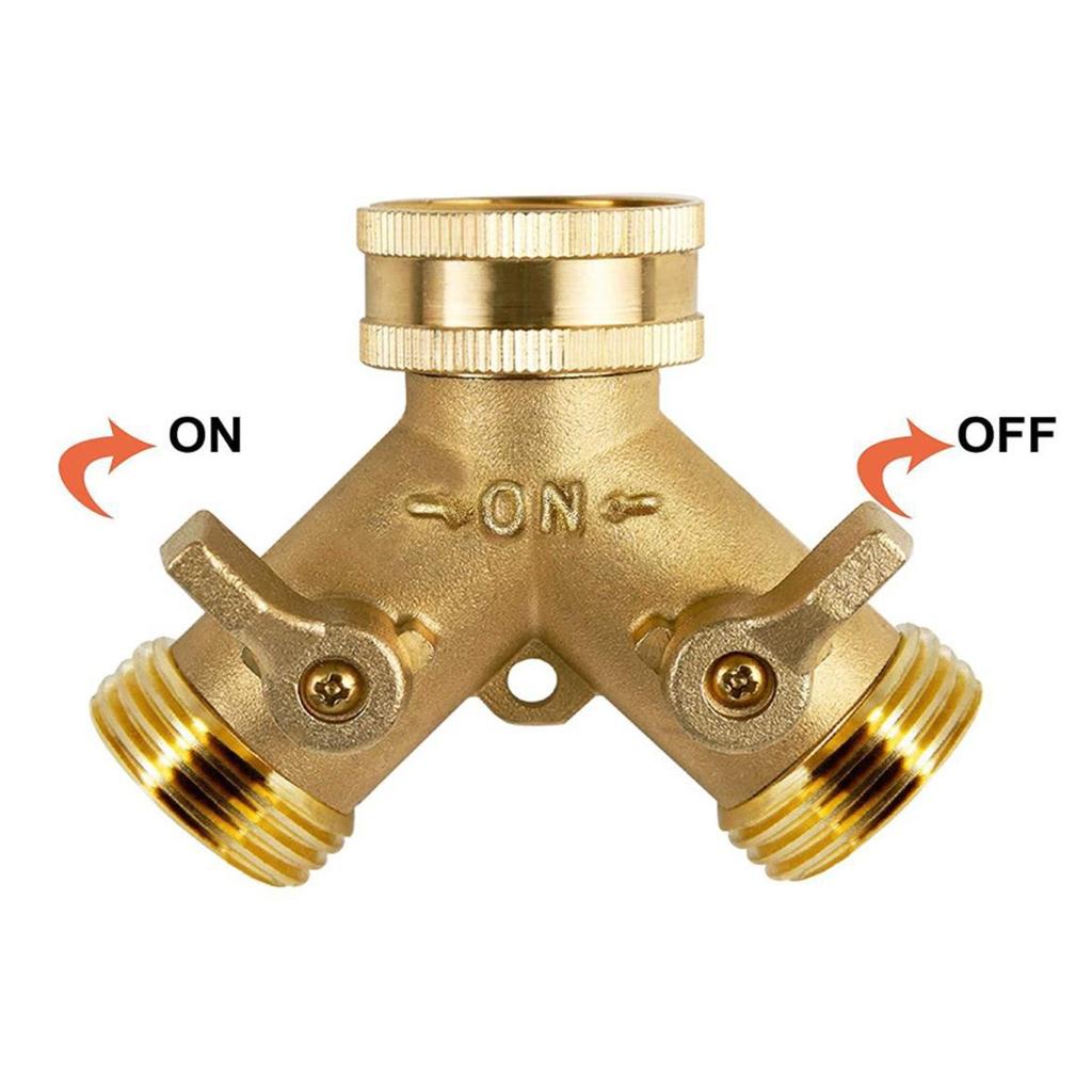 Hageslange Y-kobling med 2 ventiler Slangetilkobling Adapter Hageslange