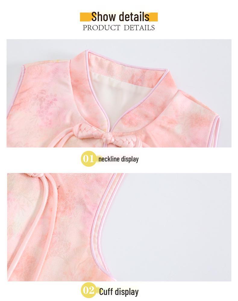 2025 New Autumn Chinese-Style Tang Suit Vest for Baby Girls