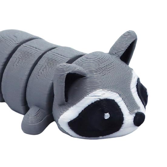 3D Printed Raccoon Ornament Flexible Articulated Raccoon Toy Mini Raccoon in Trash Can for Animal Collectors Kids Gift