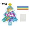 Stress Relief Tools Silicone Sensory Activity Board, Christmas Tree Rainbow Ice Stick French Fries Portable Fidget Toys Board with Strings, Silent Toy
