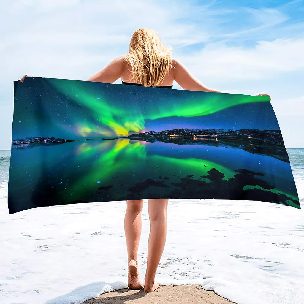 Aurora Printing Series Seaside Vacation Beach Towel Swimming Bath Towel Microfiber Sports Towel