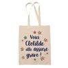 Tote Bag - PLANETEE - Tote Bag "Clotilde She's Awesome!" » - Jute - Printed In France - Sturdy Handles