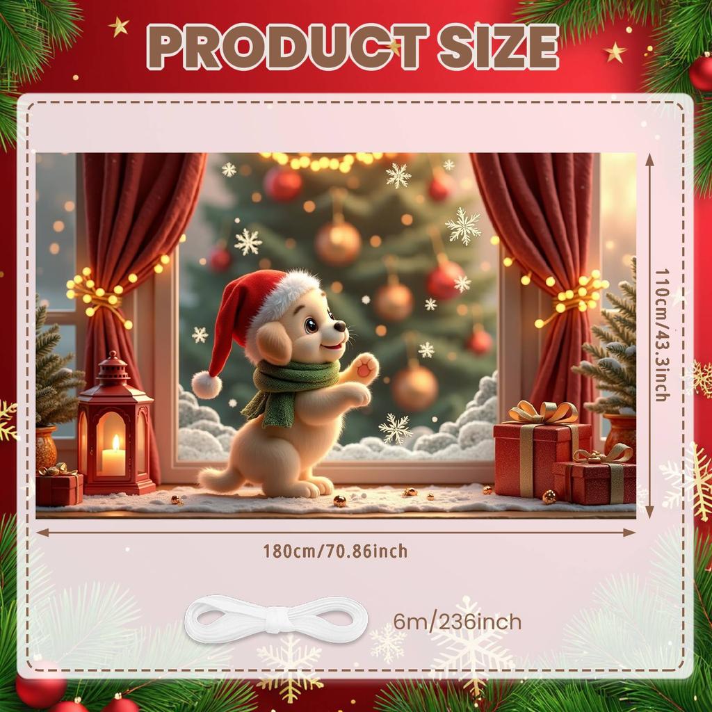 Christmas Banner Gift Box Pattern Christmas Party Banner Pet Christmas Banner Pet Theme For Home Decoration Holiday Celebration