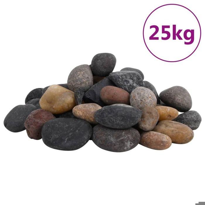 Galet poli - vidaXL - 5-8 cm - Couleur mixte - 25 kg - Naturel et décoratif